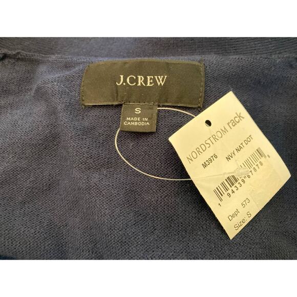 J.Crew Polka Dot Front Button V-Neck Pocket Cardigan Sz Small Navy and White NWT - Picture 5 of 7